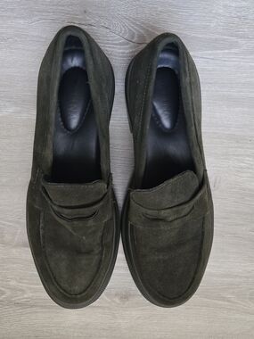 Patina Women's Suede Penny Loafers - Green Sz 9.5